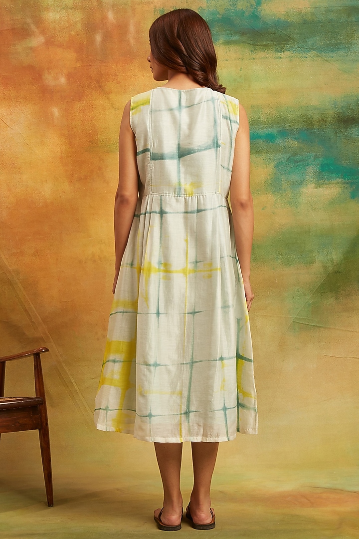 Off-White Chanderi Silk Tie-Dyed Summer Dress by PTRAANI at Pernia's Pop Up Shop