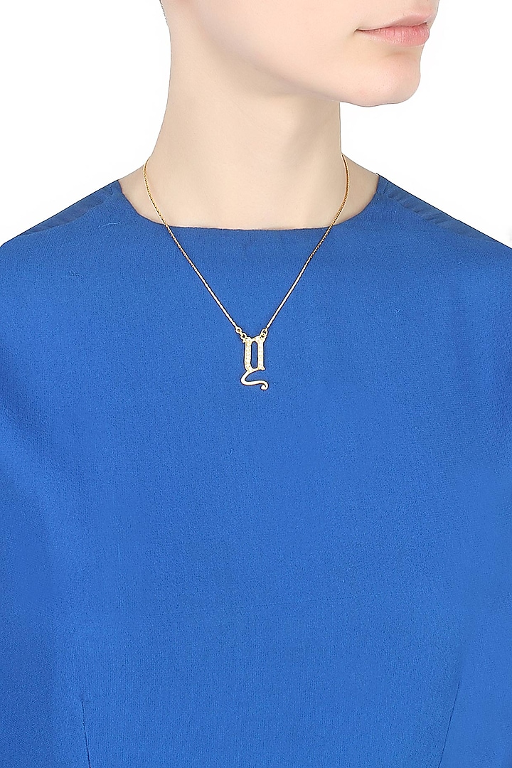 Gold plated customised alphabet swarovski crystal pendant necklace by Prerto