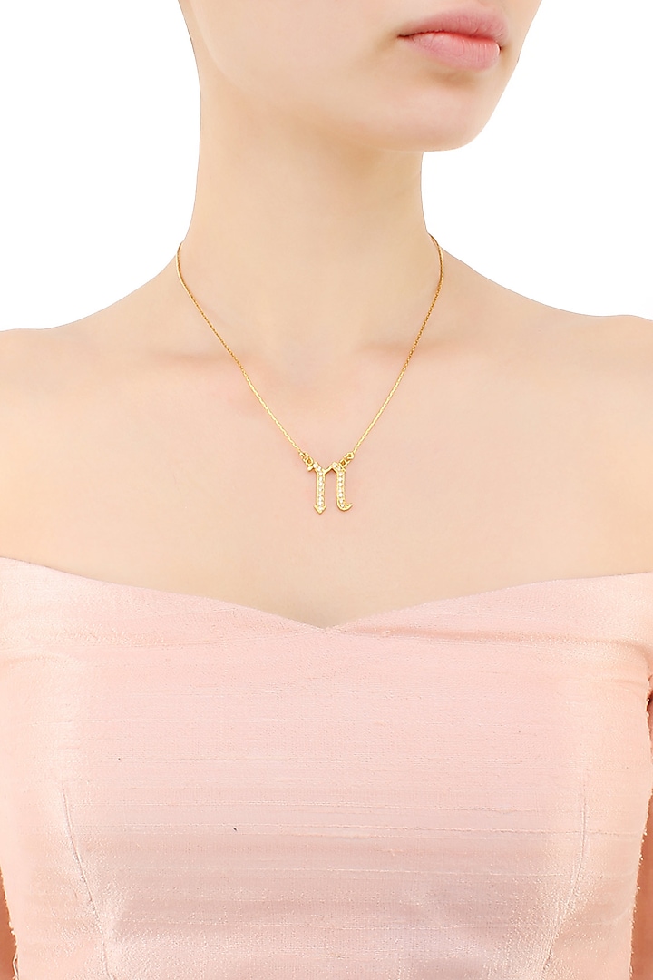 Gold plated customised alphabet "n" pendant necklace by Prerto