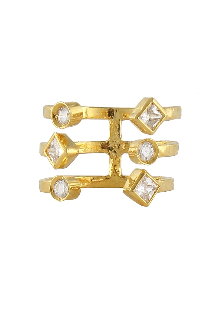 Prerto presents Gold plated swarovski crystals 3 layer wrap ring available only at Pernia's Pop Up Shop.