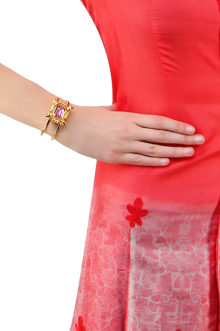 Gold plated pink rumi bracelet available only at Pernia's Pop Up Shop.