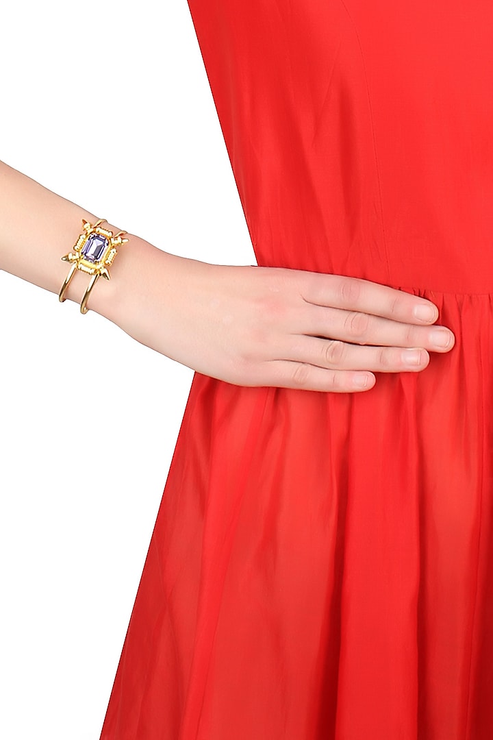 Gold plated purple rumi bracelet by Prerto