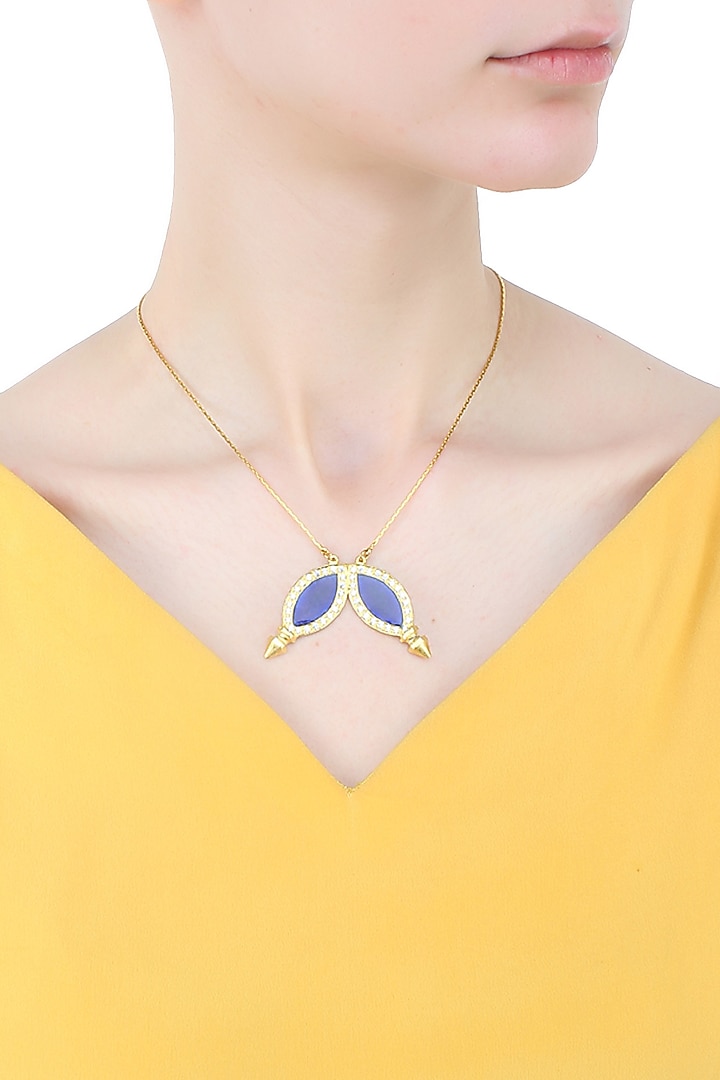 Gold plated navy poiting petals necklace by Prerto