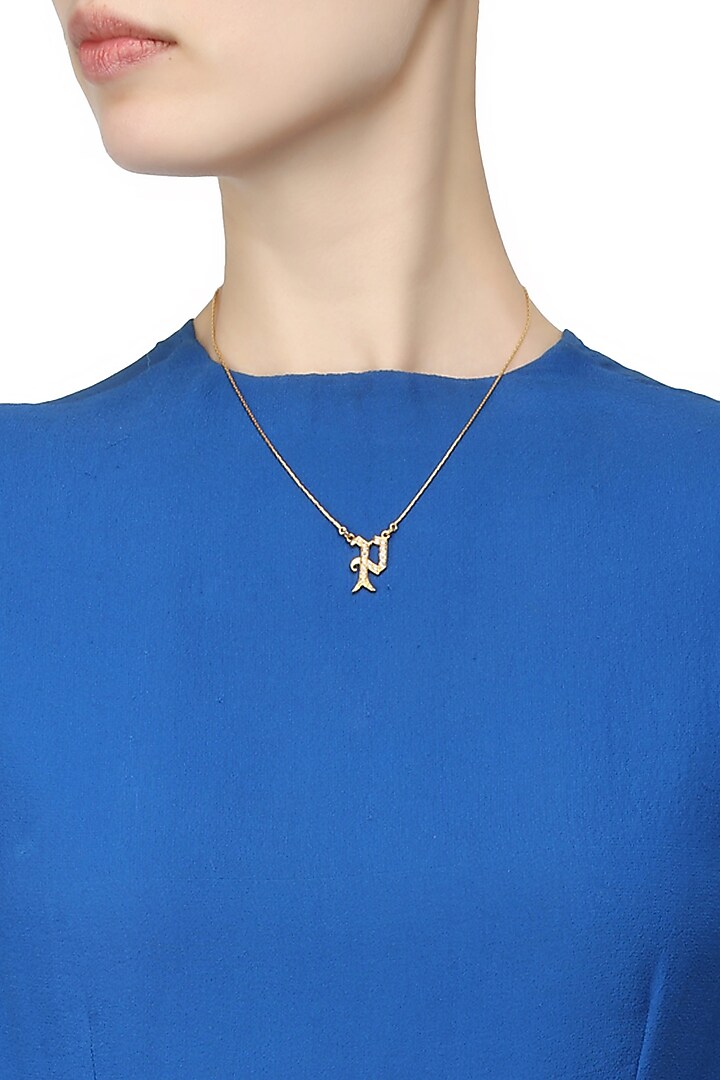 Gold Plated Customised Alphabet "P" Pendant Necklace by Prerto