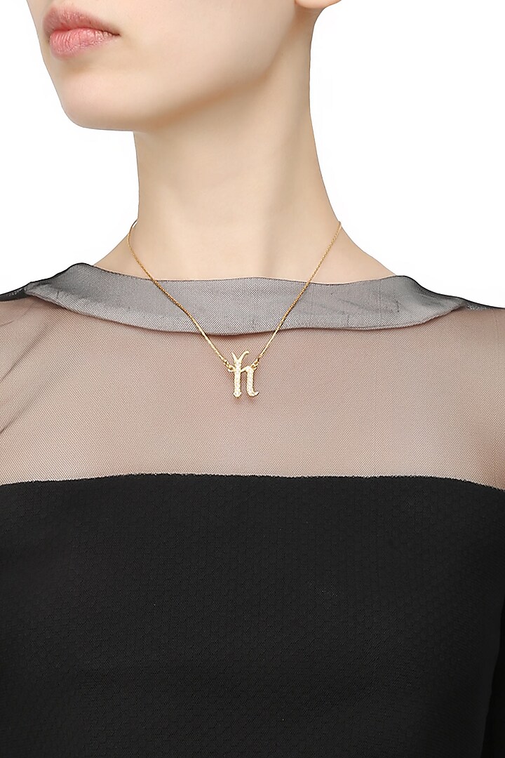 Gold Plated Customised Alphabet "H" Pendant Necklace by Prerto