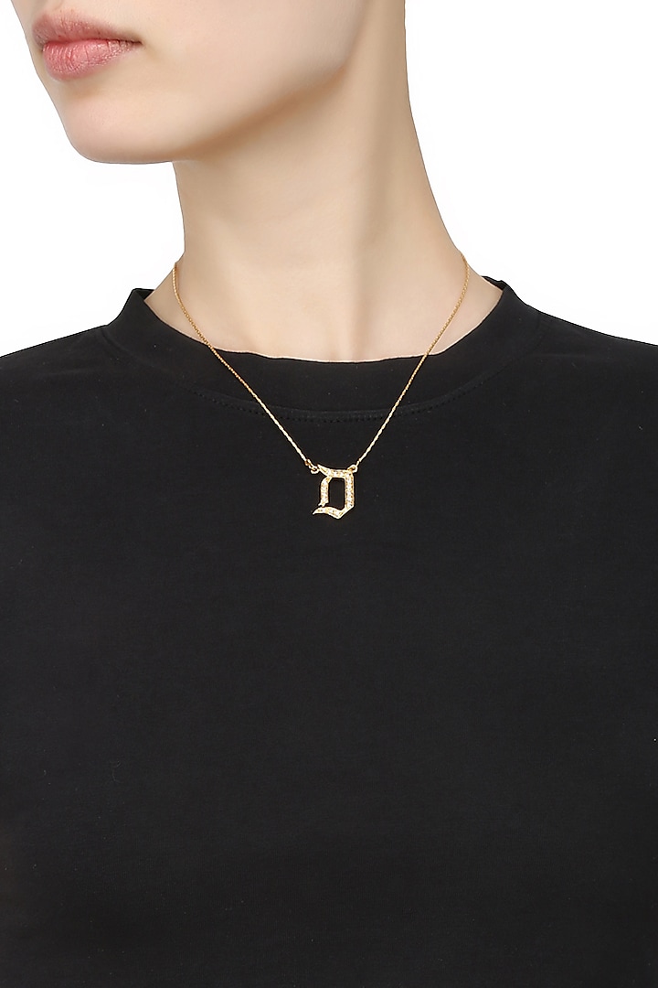 Gold Plated Customised Alphabet "D" Pendant Necklace by Prerto
