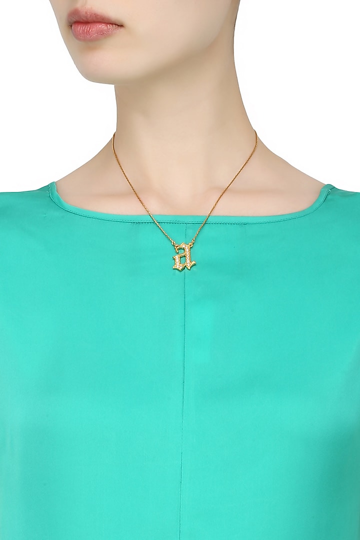 Gold Plated Customised Alphabet "A" Pendant Necklace by Prerto
