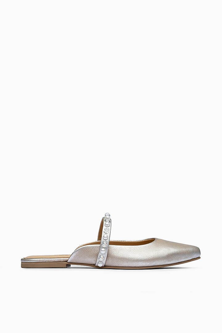Gold Mules With Embellishments by PURRPLE CLOUDS at Pernia's Pop Up Shop