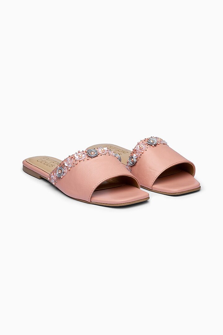 Pink Sliders With Sequins Embellishment by PURRPLE CLOUDS at Pernia's Pop Up Shop