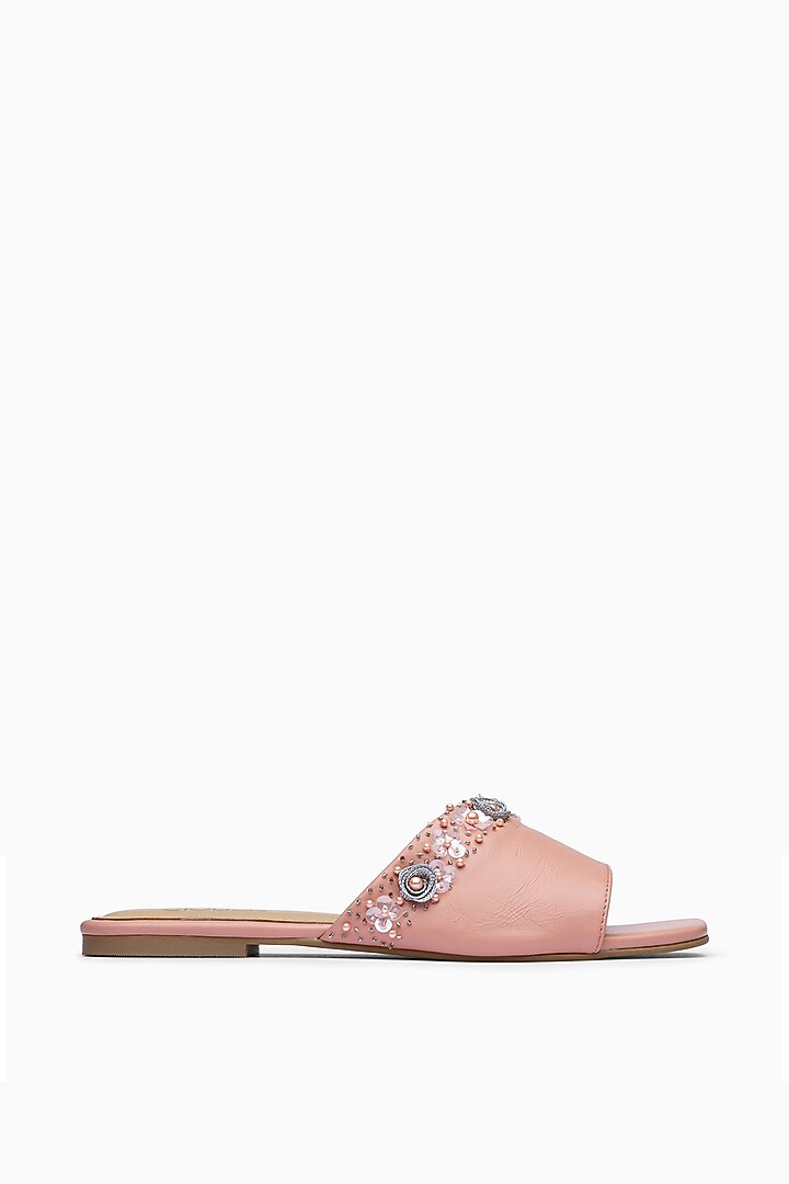 Pink Sliders With Sequins Embellishment by PURRPLE CLOUDS at Pernia's Pop Up Shop