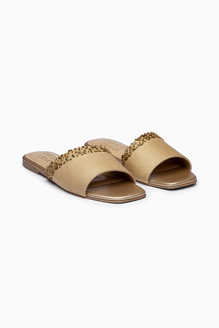 Bronze Sliders With Embellishment by PURRPLE CLOUDS at Pernia's Pop Up Shop
