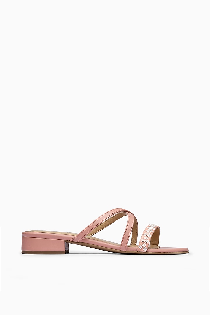Pink Sandals With Embellishments by PURRPLE CLOUDS at Pernia's Pop Up Shop