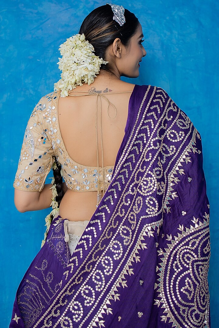 White & Gold Pure Organza Tissue Wedding Lehenga Set by Purva Couture at Pernia's Pop Up Shop