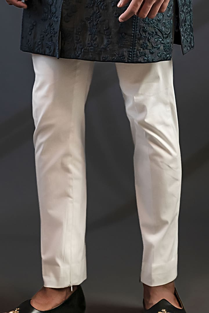 Dark Grey Cotton Silk Embroidered Bundi Jacket Set by Punit Arora at Pernia's Pop Up Shop
