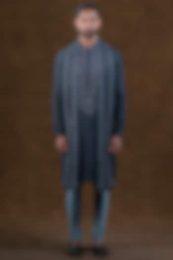 Dark Grey Art Silk Zardosi Embroidered Kurta Set by Punit Arora at Pernia's Pop Up Shop