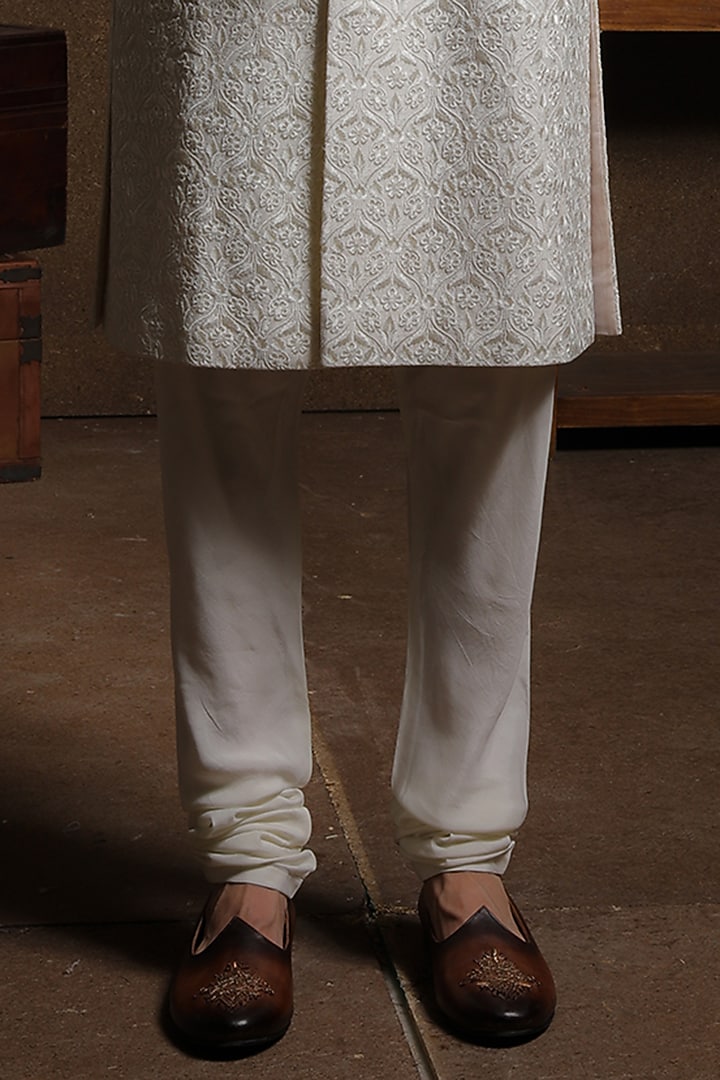 Ivory Silk Groom Sherwani Set by Punit Arora at Pernia's Pop Up Shop