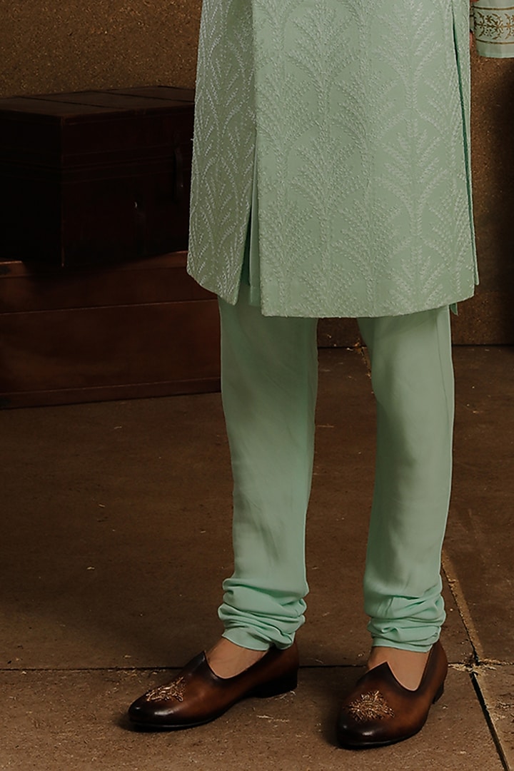 Mint Green Silk Groom Sherwani Set by Punit Arora at Pernia's Pop Up Shop