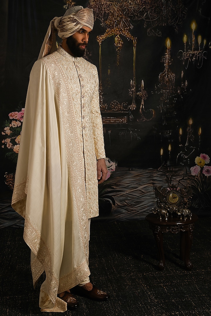 Ivory sherwani best sale