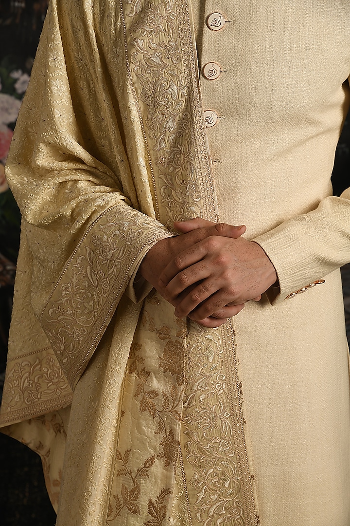 Casablanca Ivory Silk Groom Sherwani Set by Punit Arora at Pernia's Pop Up Shop