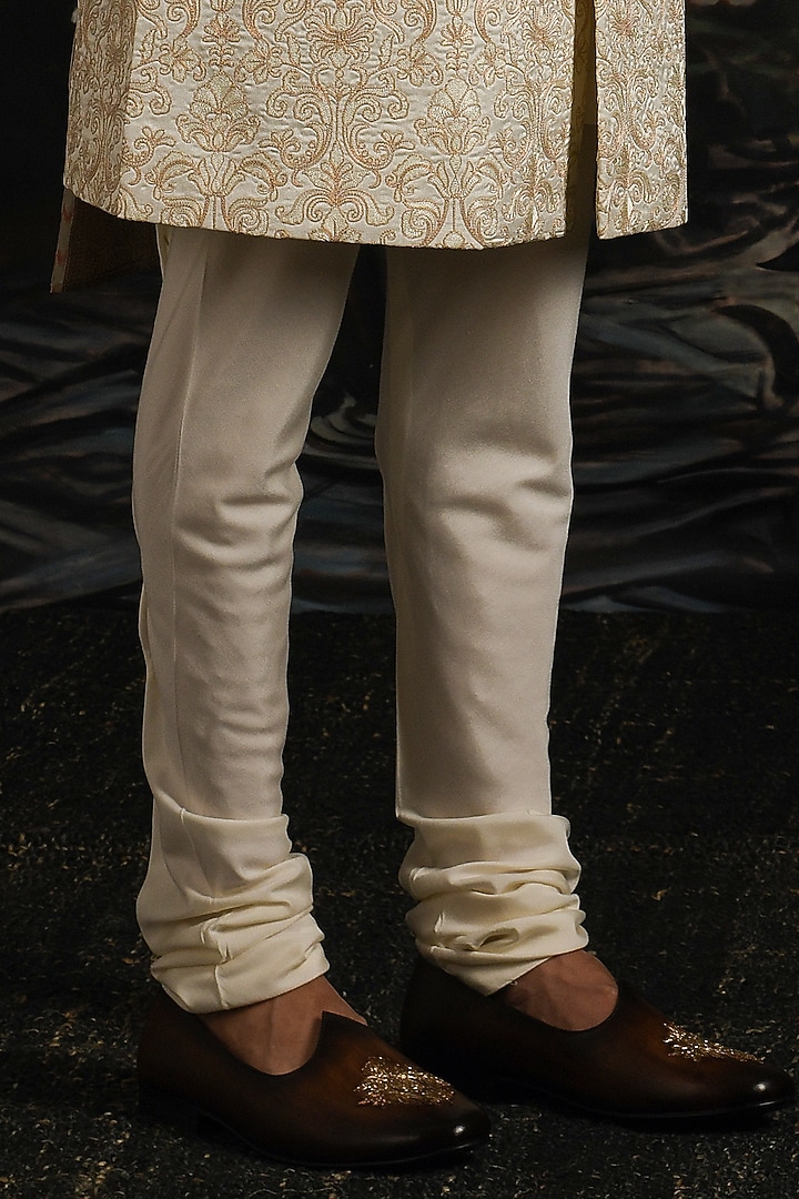 Opal Elegance Cream Silk Embroidered Groom Sherwani Set by Punit Arora at Pernia's Pop Up Shop