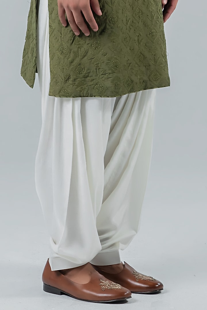Moss Green Modal Kurta Set by Punit Arora at Pernia's Pop Up Shop