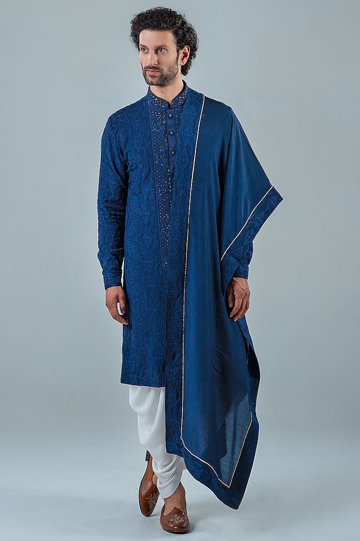 Blue Modal Kurta Set by Punit Arora