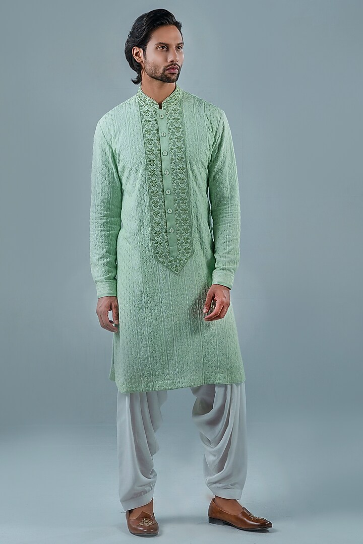 Mint Green Modal Kurta Set by Punit Arora at Pernia's Pop Up Shop
