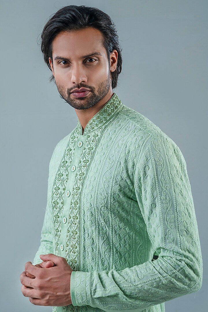 Mint Green Modal Kurta Set by Punit Arora at Pernia's Pop Up Shop