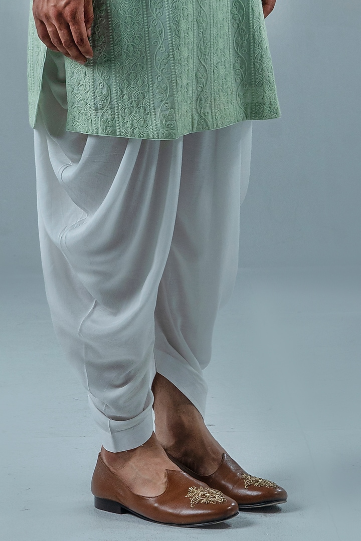 Mint Green Matka Silk Jacket Set by Punit Arora at Pernia's Pop Up Shop