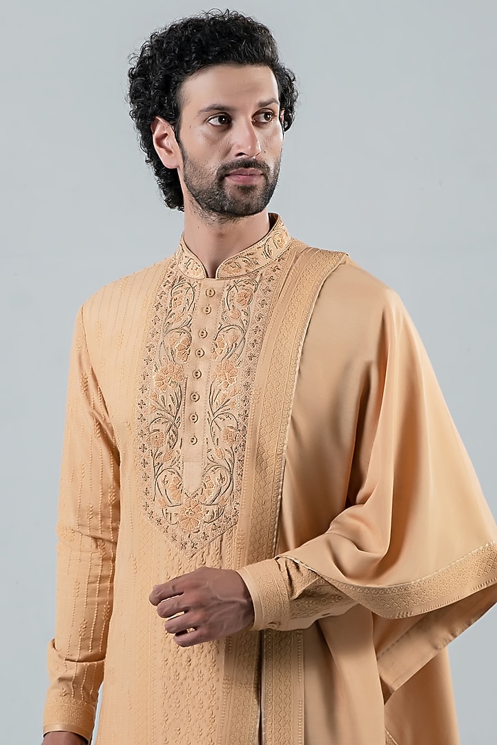 Fawn Matka Silk Kurta Set by Punit Arora at Pernia's Pop Up Shop