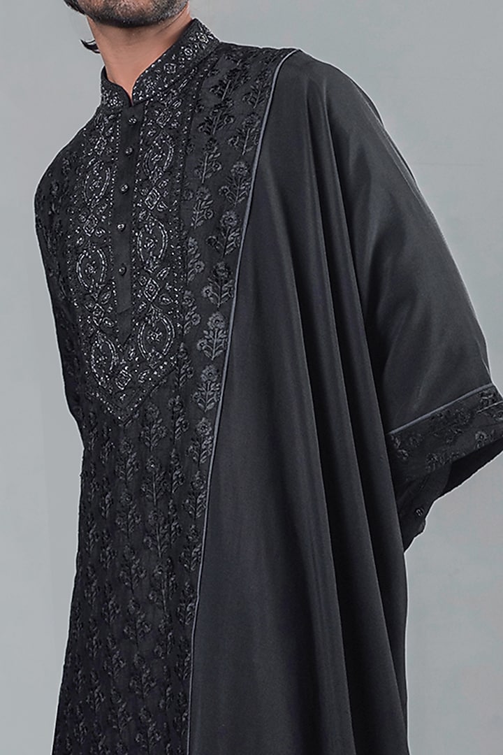 Black Modal Kurta Set by Punit Arora at Pernia's Pop Up Shop
