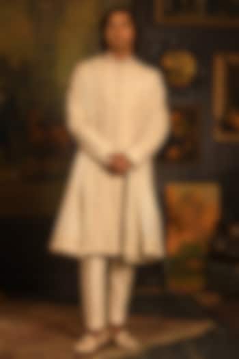 Sandstone Silk Zardosi Hand Embroidered Groom Sherwani Set by Punit Arora at Pernia's Pop Up Shop