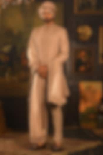 Dusty Rose Silk Zardosi Hand Embroidered Groom Sherwani Set by Punit Arora at Pernia's Pop Up Shop