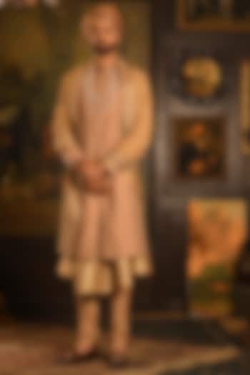 Deep Copper Silk Zardosi Hand Embellished Groom Sherwani Set by Punit Arora at Pernia's Pop Up Shop