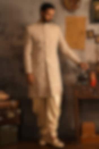 Rose Gold Silk Dori Thread Embroidered Wedding Sherwani Set by Punit Arora at Pernia's Pop Up Shop