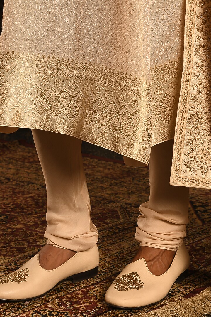 Gold Silk Zardosi Hand Embellished Groom Sherwani Set by Punit Arora at Pernia's Pop Up Shop