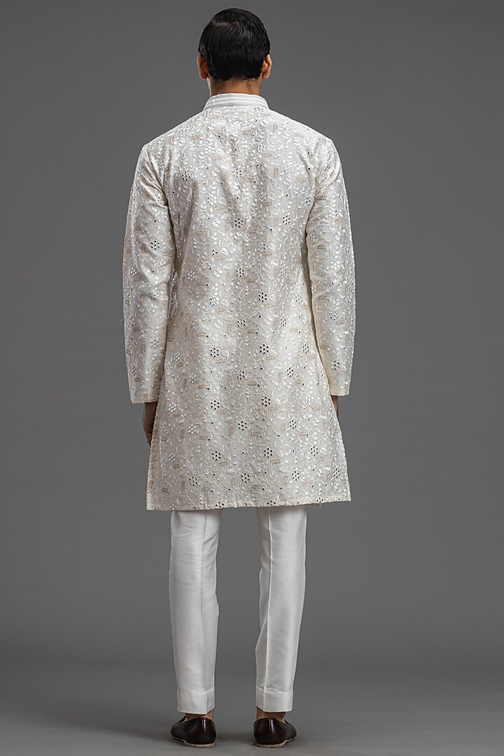 Women White chanderi_silk Embroidered kurta Set with Dupatta