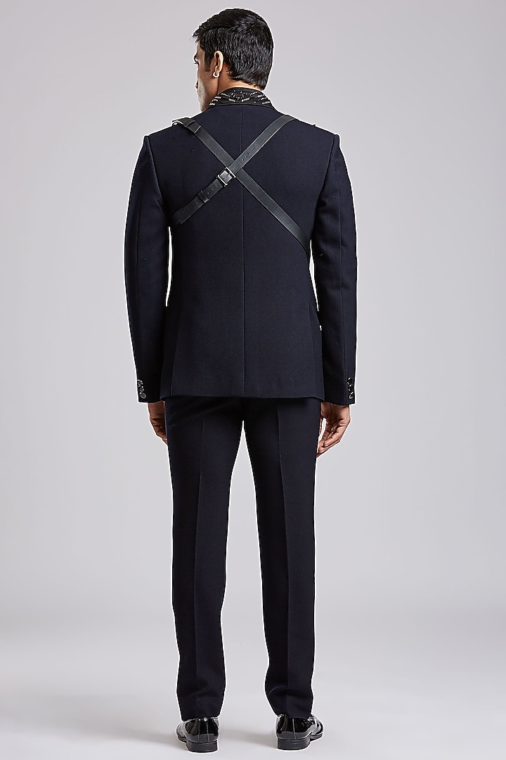 Midnight Blue Suiting Tuxedo Set by PURUSHAM at Pernia's Pop Up Shop