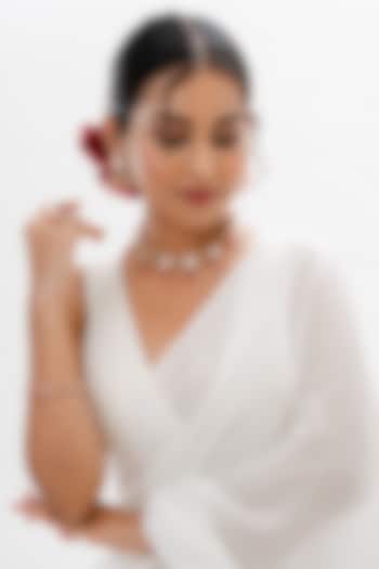 Gold Plated Kundan Polki & Ruby Stone Handcrafted Meenakari Floral Choker Necklace Set by PUTSTYLE at Pernia's Pop Up Shop