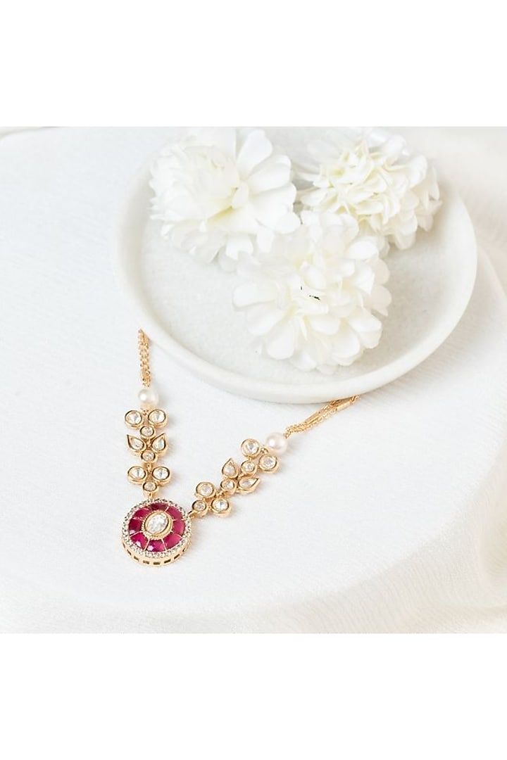 Gold Plated Moissanite Stone Handcrafted Necklace by PUTSTYLE at Pernia's Pop Up Shop