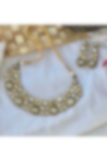 Gold Finish Kundan Polki & Jadau Necklace Set by PUTSTYLE at Pernia's Pop Up Shop