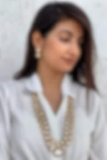 Gold Finish Kundan Polki Necklace Set by PUTSTYLE at Pernia's Pop Up Shop