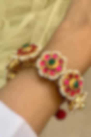 Gold Finish Ruby & Pachi Kundan Bangle by PUTSTYLE at Pernia's Pop Up Shop
