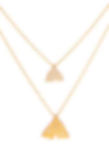 Gold Finish Fan-Shaped Leaf Necklace by PUTSTYLE