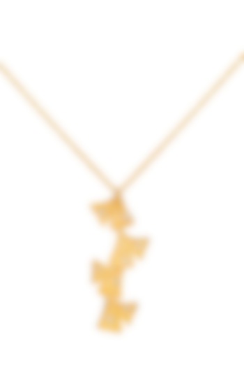 Gold Finish Fan-Shaped Leaf Necklace by PUTSTYLE