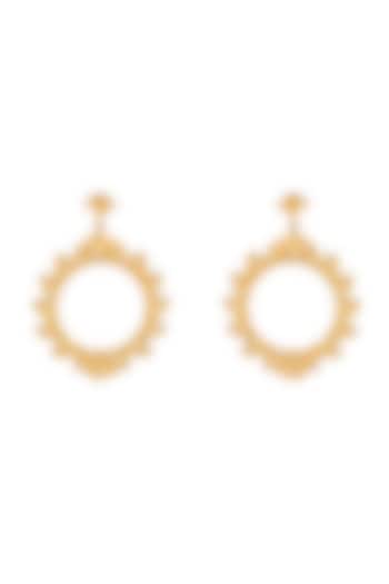 Gold Finish Ginkgo Motif Floral Round Stud Earrings by PUTSTYLE at Pernia's Pop Up Shop