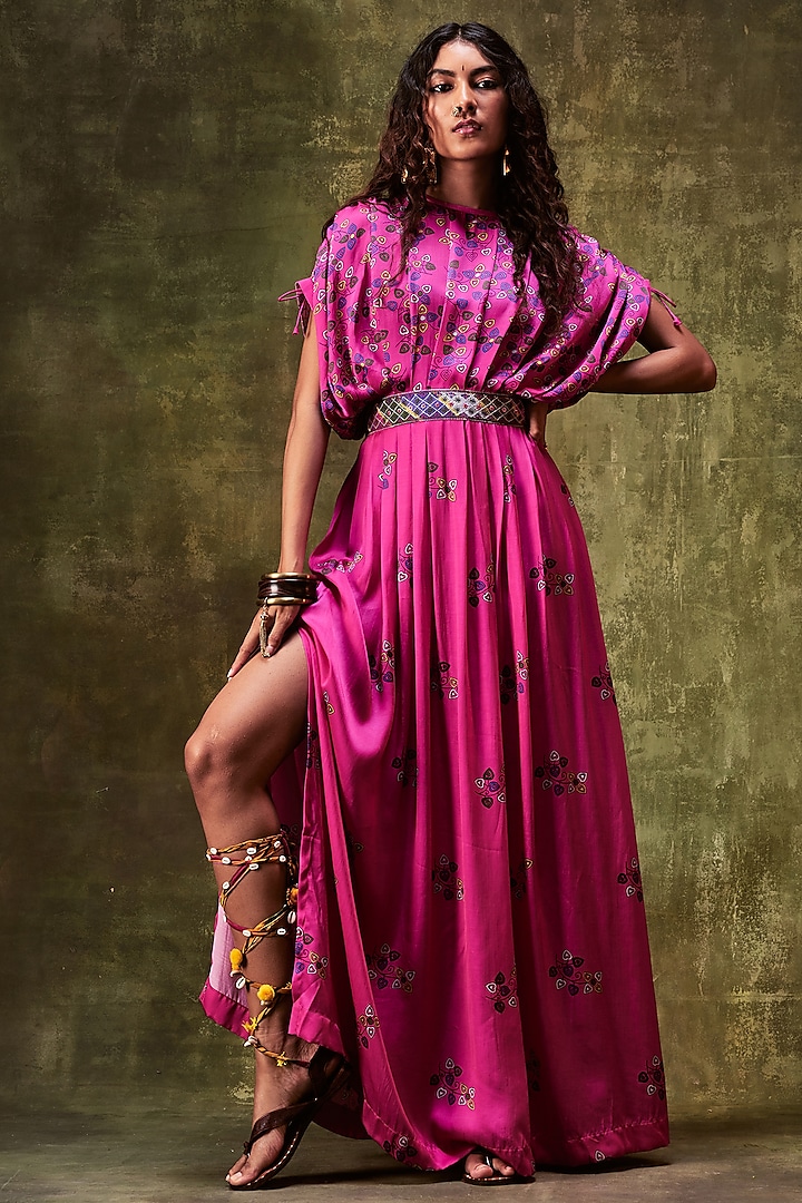 Pink Printed Dress by Punit Balana