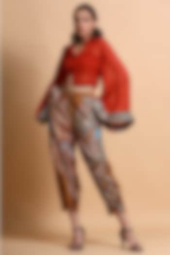 Mustard Embroidered Pant Set by Pallavi Jaipur at Pernia's Pop Up Shop