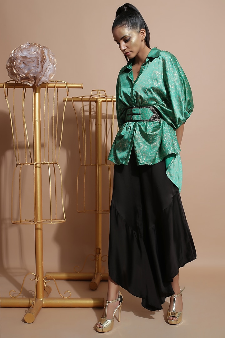 Green Tunic With Belt by Pallavi Jaipur at Pernia's Pop Up Shop