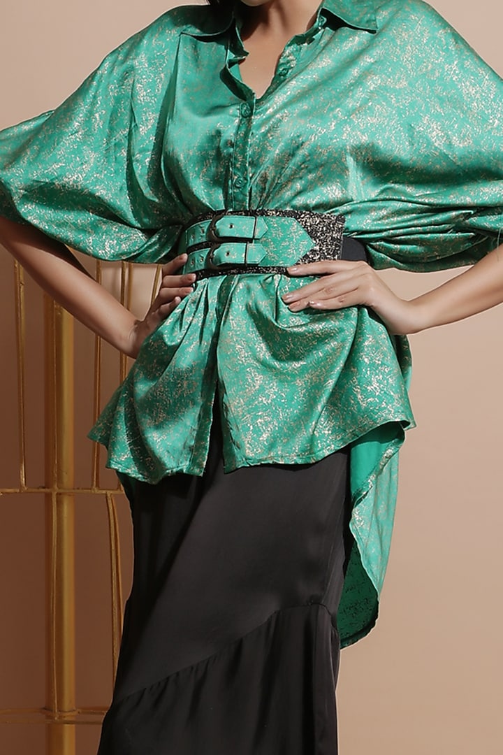 Green Tunic With Belt by Pallavi Jaipur at Pernia's Pop Up Shop
